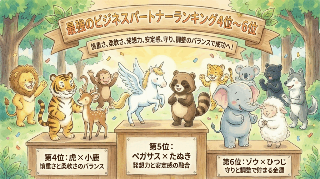 動物占い金運相性ランキング 4から6位