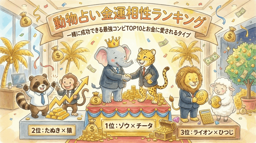 動物占い金運相性ランキング|一緒に成功できる最強コンビTOP10とお金に愛されるタイプ