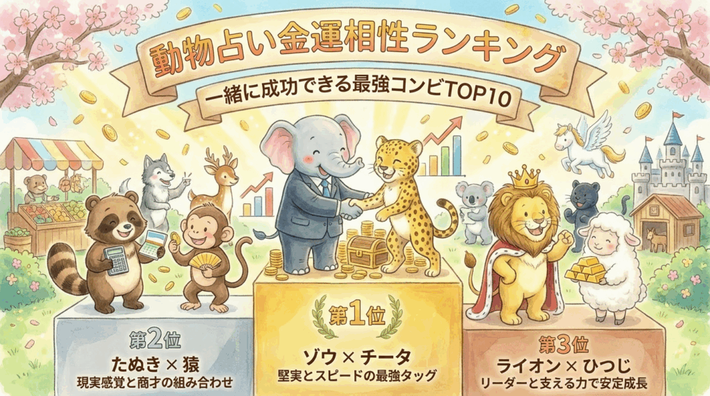動物占い金運相性ランキング|一緒に成功できる最強コンビTOP10