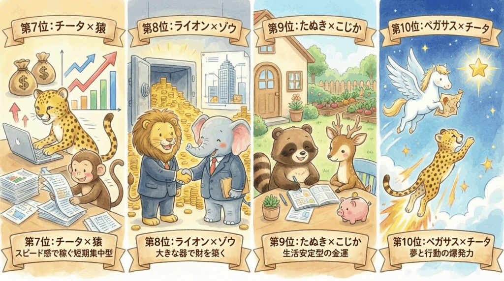 動物占い金運相性ランキング 7から10位