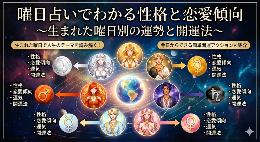 曜日占いでわかる性格と恋愛傾向〜生まれた曜日別の運勢と開運法〜