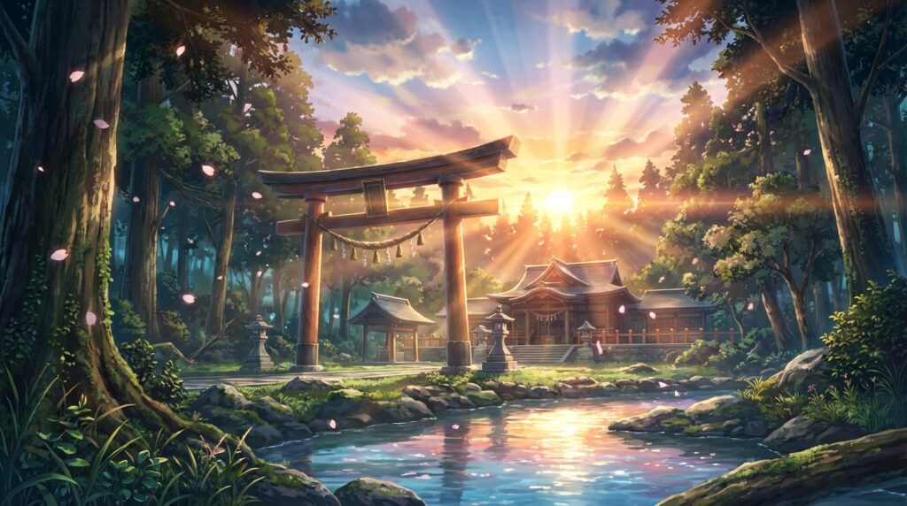 神社の夢が象徴する意味｜浄化・節目・内面の整いを表す夢占いイメージ