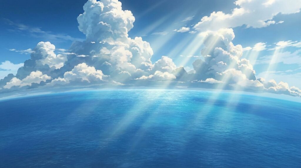 海の状態別に見る夢占いの意味|穏やかな海・荒れた海が示す心理の違いを表すイメージ