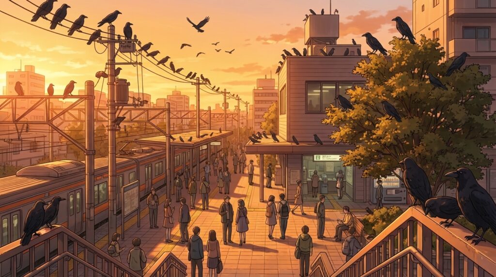 複数のカラスが出てくる夢の意味｜周囲の影響や集団心理を映す夢占いイメージ